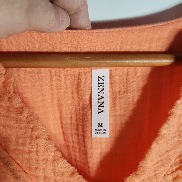 Zenana Orange Oversized Mini Dress Cuffed Sleeve size Medium NWOT - Picture 3 of 7